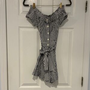 Zara  Striped Off-Shoulder Romper
